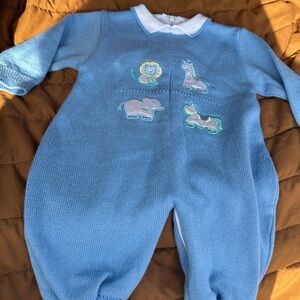 Vintage Blue Animal Print Kids One Piece